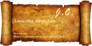 Janszky Orsolya névjegykártya